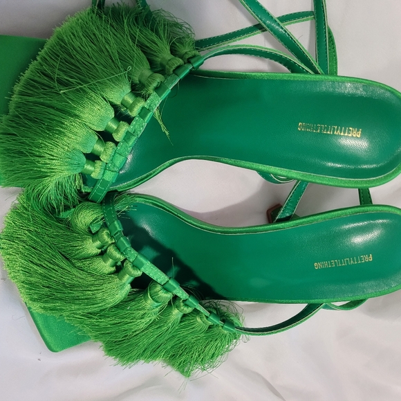 PLT green Fringe sandals. Size 6, but will fit a 7. - Picture 6 of 6